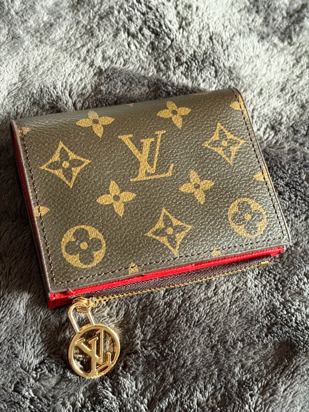 Monogram Charm Wallet with Red Detail